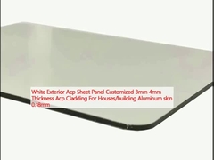 Witte buitenste Acp-plaatpaneel op maat 3 mm 4 mm Dikte Acp bekleding voor huizen / gebouwen Aluminium huid 0,18 mm
